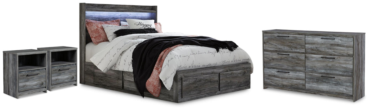 Hoover Furniture Outlet - Ashley Furniture - Baystorm Queen Panel Bed with Storage, Dresser and 2 Nightstands - Queen Panel Bed with Storage, Dresser and 2 Nightstands - B221B103