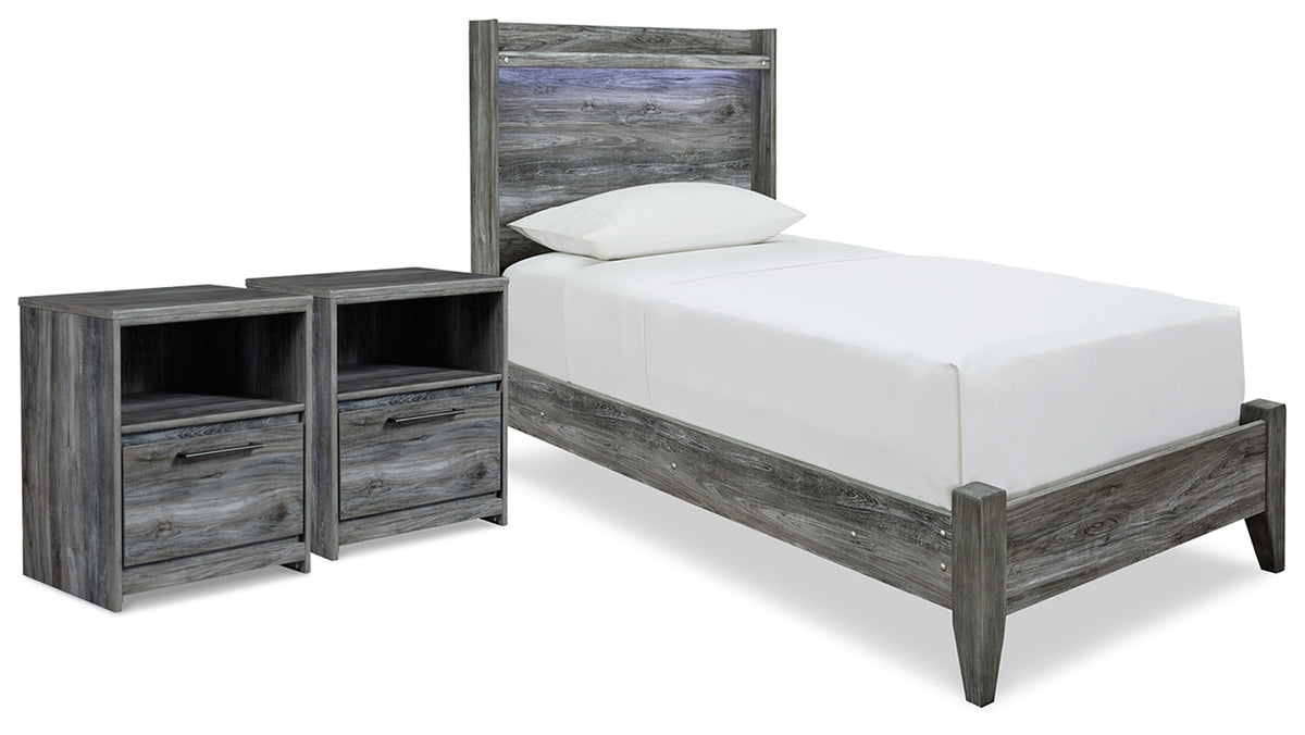Hoover Furniture Outlet - Ashley Furniture - Baystorm Twin Panel Bed and 2 Nightstands - Twin Panel Bed and 2 Nightstands - B221B94