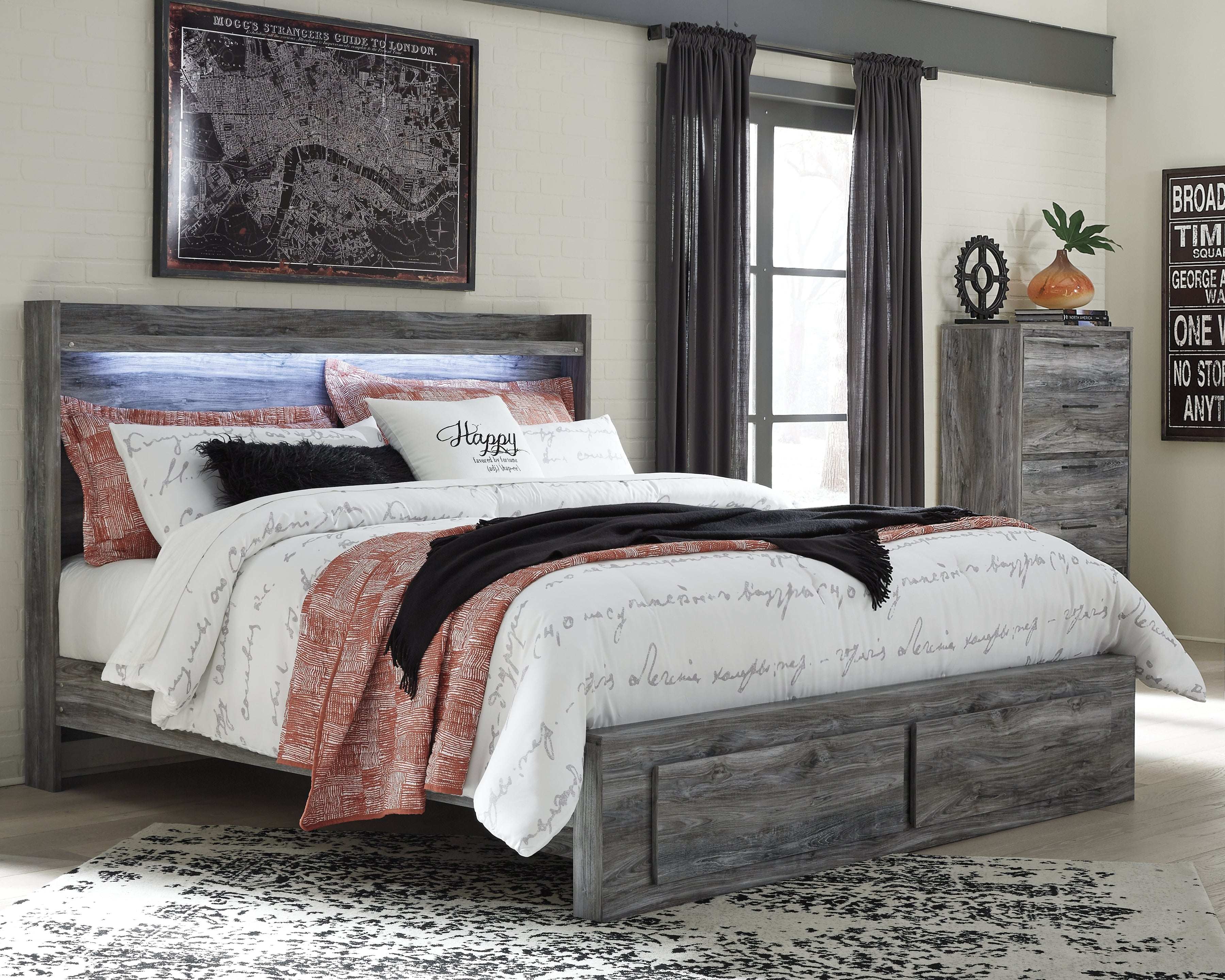 Hoover Furniture Outlet - Ashley Furniture - Baystorm King Panel Storage Bed with Chest - King Panel Storage Bed with Chest - B221B37