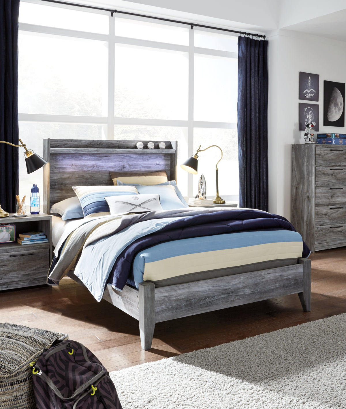 Hoover Furniture Outlet - Ashley Furniture - Baystorm Full Panel Bed - Full Panel Bed / Gray - B221B21