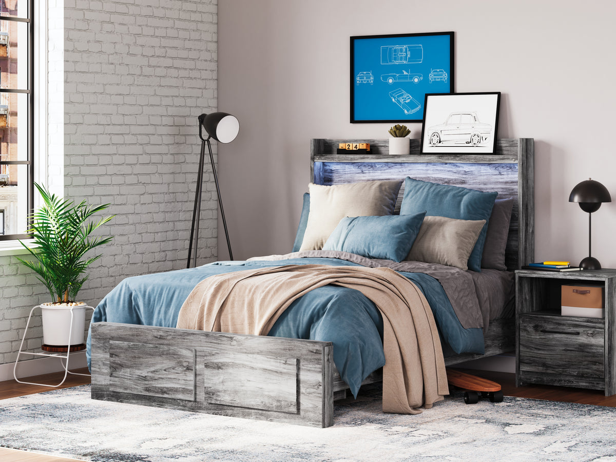 Hoover Furniture Outlet - Ashley Furniture - Baystorm Full Panel Bed with 2 Storage Drawers - Full Panel Bed with 2 Storage Drawers / Gray - B221B34