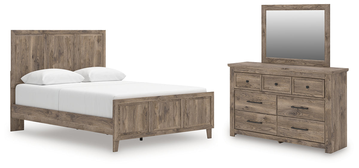 Hoover Furniture Outlet - Ashley Furniture - Rusticott Queen Panel Bed, Dresser and Mirror - Queen Panel Bed, Dresser and Mirror - PCB2260B3