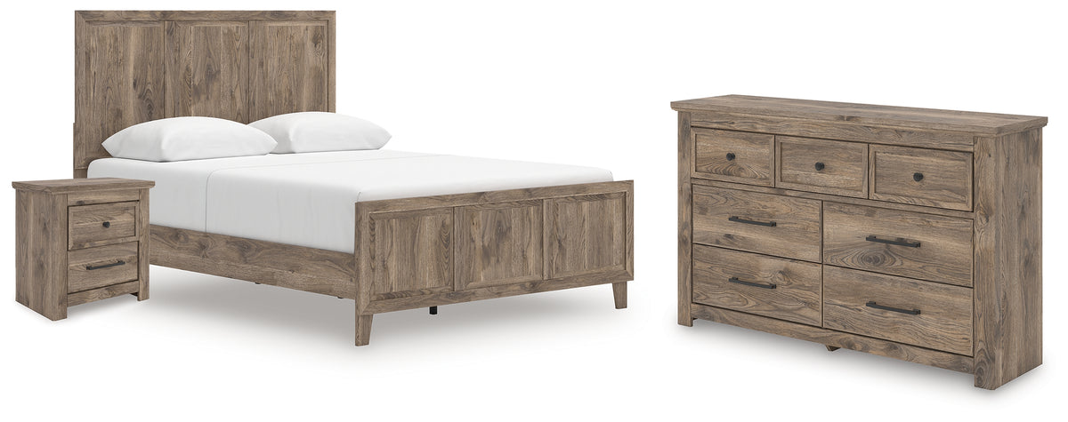 Hoover Furniture Outlet - Ashley Furniture - Rusticott Queen Panel Bed, Dresser and Nightstand - Queen Panel Bed, Dresser and Nightstand - PCB2260B10