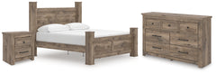 Hoover Furniture Outlet - Ashley Furniture - Rusticott King Poster Bed, Dresser and Nightstand - King Poster Bed, Dresser and Nightstand - PCB2260B9