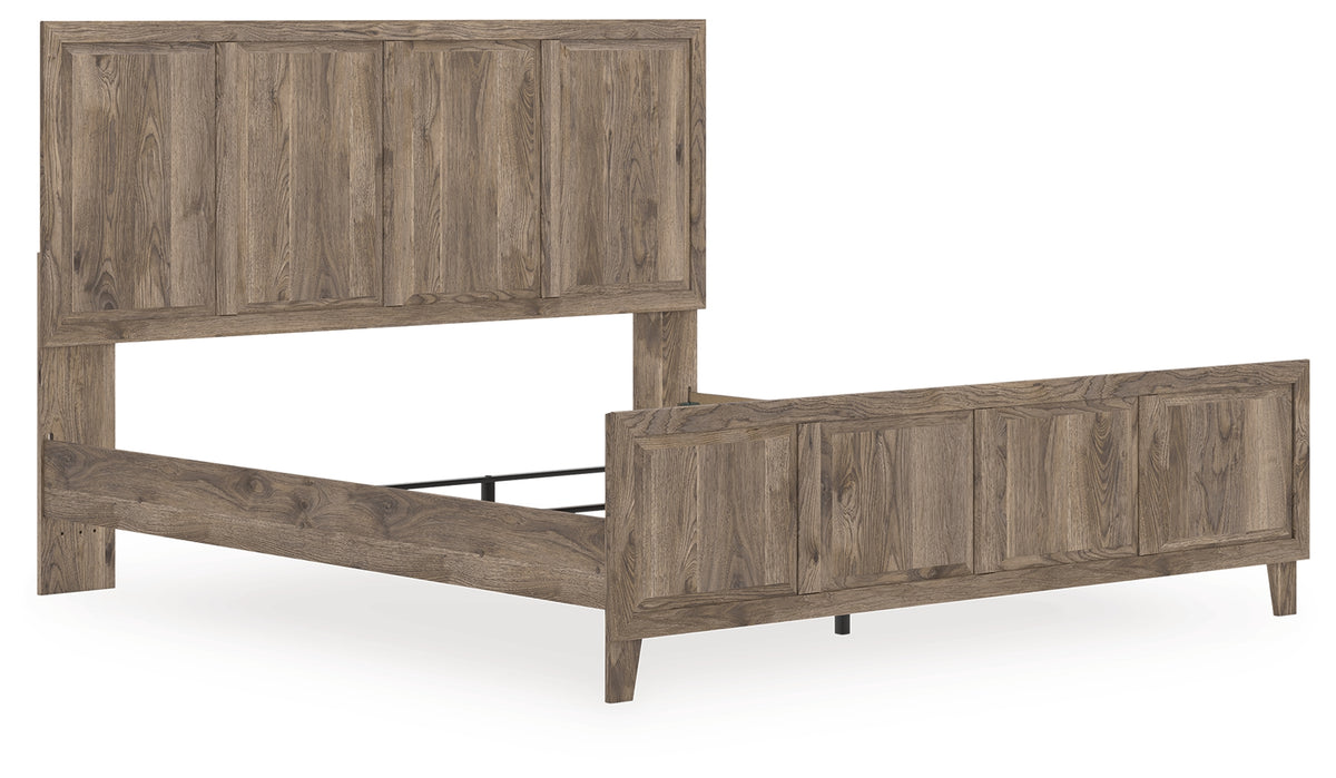 Hoover Furniture Outlet - Ashley Furniture - Rusticott King Panel Bed - King Panel Bed / Brown - PCB2260B6