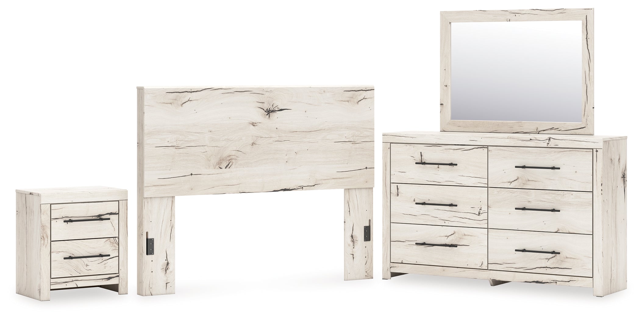 Hoover Furniture Outlet - Ashley Furniture - Lawroy Queen Panel Headboard, Dresser and Nightstand - Queen Panel Headboard, Dresser and Nightstand - B2310B47