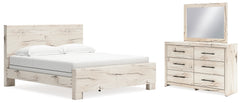 Hoover Furniture Outlet - Ashley Furniture - Lawroy King Panel Bed, Dresser and Mirror - King Panel Bed, Dresser and Mirror - B2310B31