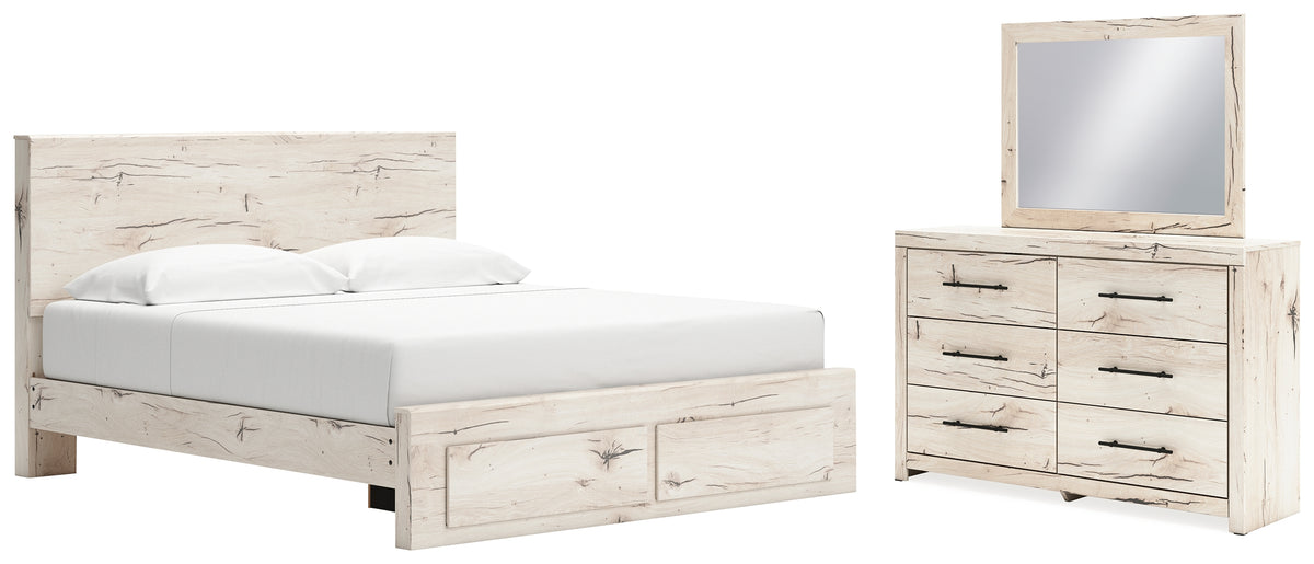 Hoover Furniture Outlet - Ashley Furniture - Lawroy King Panel Storage Bed, Dresser and Mirror - King Panel Storage Bed, Dresser and Mirror - B2310B32