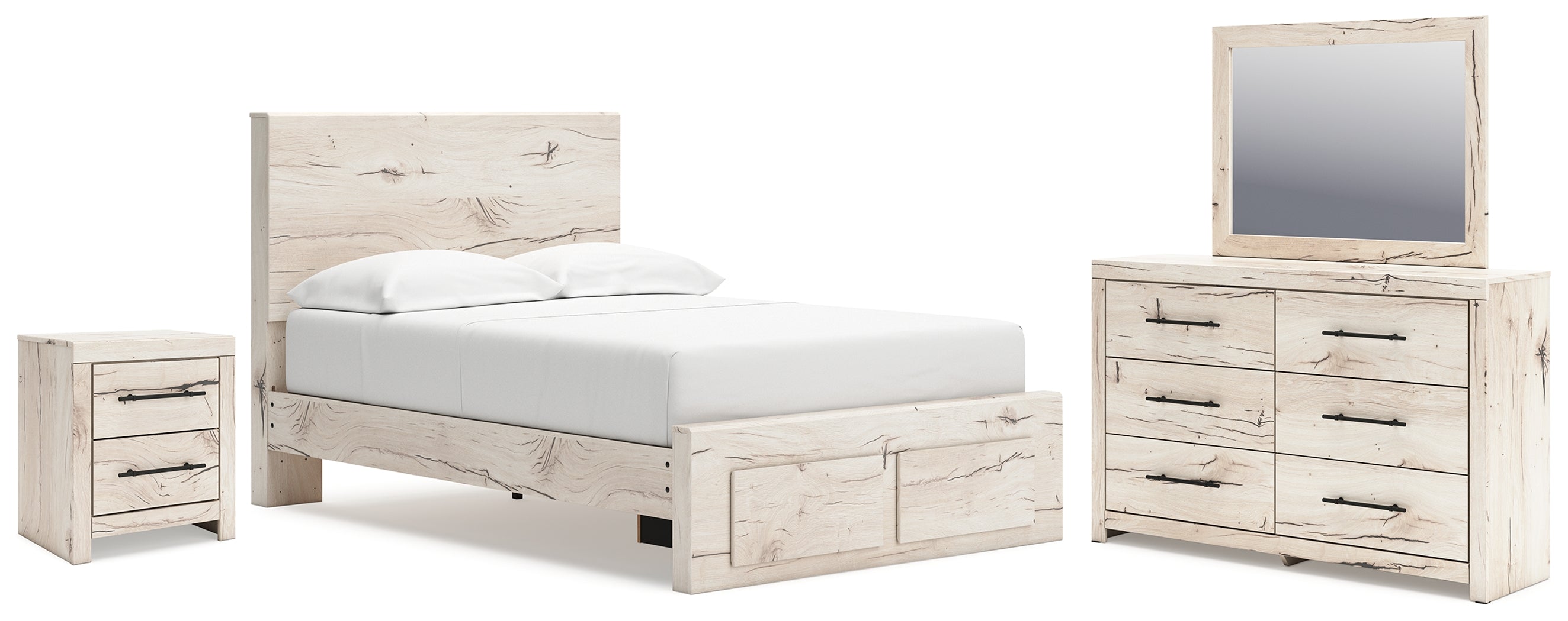 Hoover Furniture Outlet - Ashley Furniture - Lawroy Full Panel Storage Bed, Dresser, Mirror and Nightstand - Full Panel Storage Bed, Dresser, Mirror and Nightstand - B2310B54
