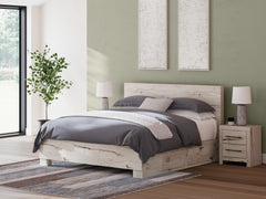 Hoover Furniture Outlet - Ashley Furniture - Lawroy King Panel Bed with Storage - King Panel Bed with Storage / Light Natural - B2310B12