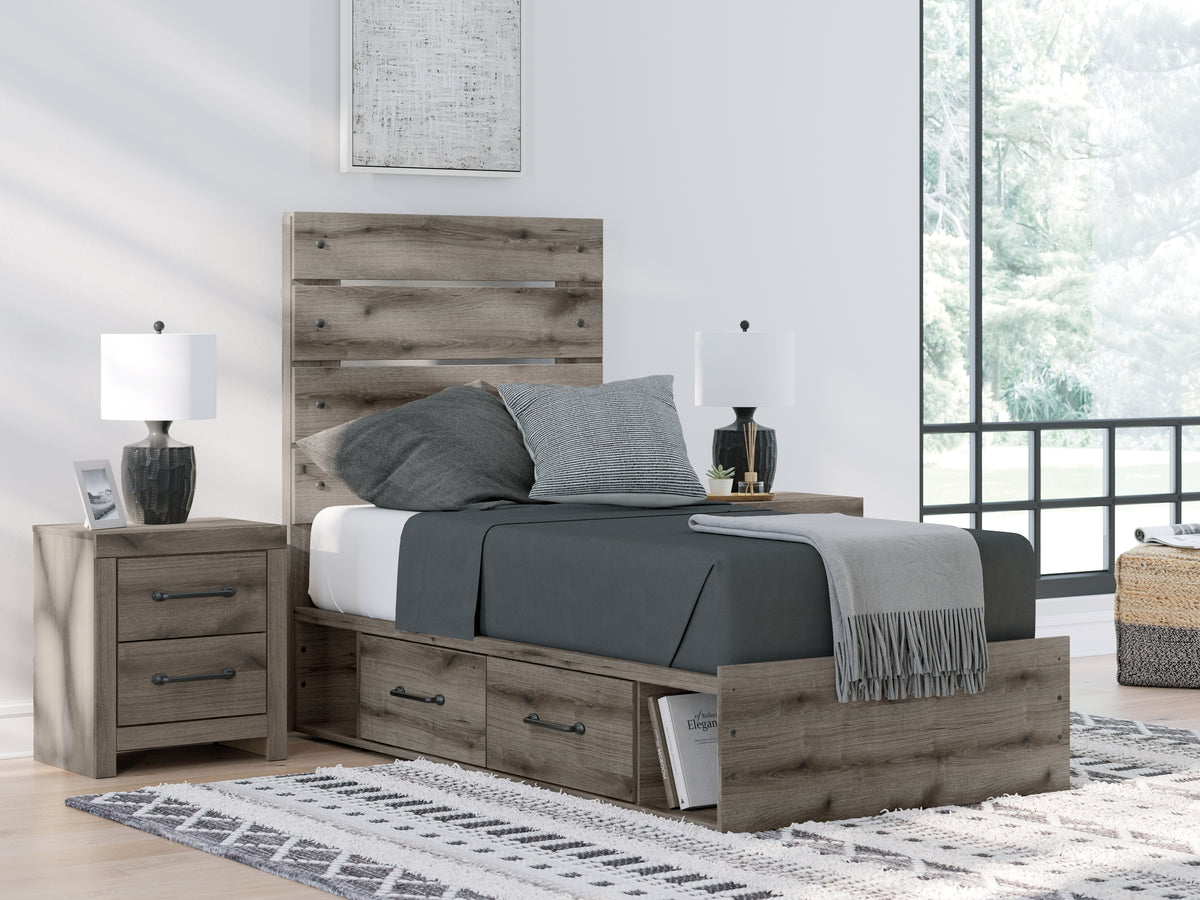 Hoover Furniture Outlet - Ashley Furniture - Graystorm Twin Panel Storage Bed - Twin Panel Storage Bed - PCB2405B18