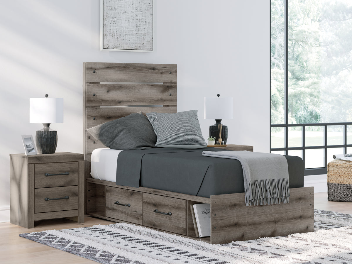 Hoover Furniture Outlet - Ashley Furniture - Graystorm Twin Panel Bed with Storage - Twin Panel Bed with Storage - PCB2405B19