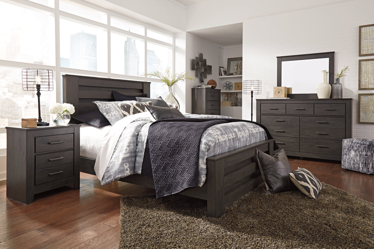Hoover Furniture Outlet - Ashley Furniture - Brinxton Queen Panel Bed, Dresser, Mirror, Chest and Nightstand - Queen Panel Bed, Dresser, Mirror, Chest and Nightstand - B249B21