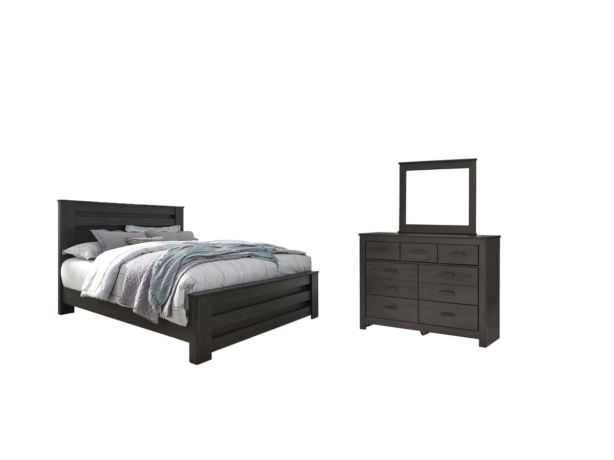 Hoover Furniture Outlet - Ashley Furniture - Brinxton King Panel Bed, Dresser and Mirror - King Panel Bed, Dresser and Mirror - B249B20