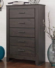 Hoover Furniture Outlet - Ashley Furniture - Brinxton Chest of Drawers - Five Drawer Chest / Charcoal - B249-46