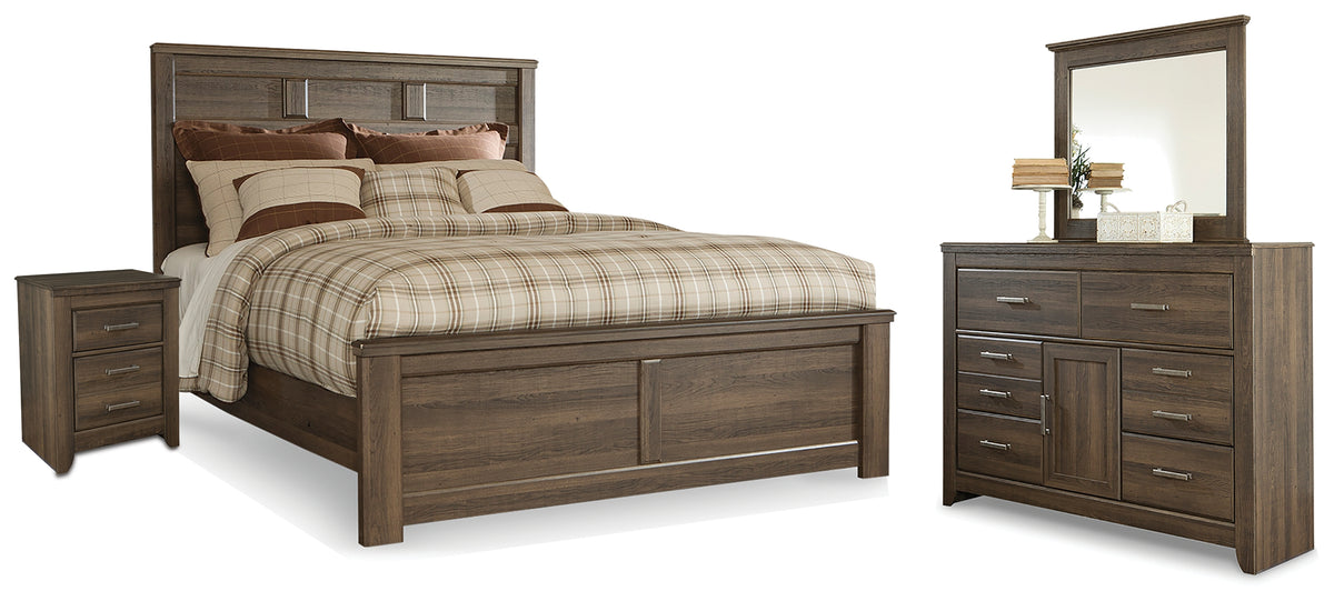 Hoover Furniture Outlet - Ashley Furniture - Juararo Queen Panel Bed, Dresser, Mirror and Nightstand - Queen Panel Bed, Dresser, Mirror and Nightstand - B251B23