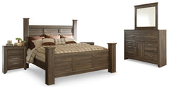 Hoover Furniture Outlet - Ashley Furniture - Juararo California King Poster Bed, Dresser, Mirror and 2 Nightstands - California King Poster Bed, Dresser, Mirror and 2 Nightstands - B251B32