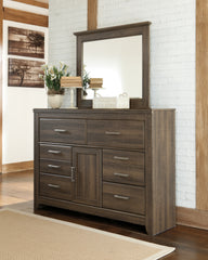 Hoover Furniture Outlet - Ashley Furniture - Juararo Dresser and Mirror - Dresser and Mirror / Dark Brown - B251B1