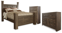 Hoover Furniture Outlet - Ashley Furniture - Juararo Queen Poster Bed, Dresser and Chest - Queen Poster Bed, Dresser and Chest - B251B44