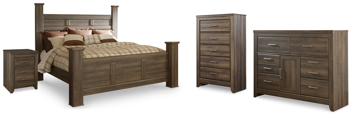 Hoover Furniture Outlet - Ashley Furniture - Juararo King Poster Bed, Dresser, Chest and Nightstand - King Poster Bed, Dresser, Chest and Nightstand - B251B35