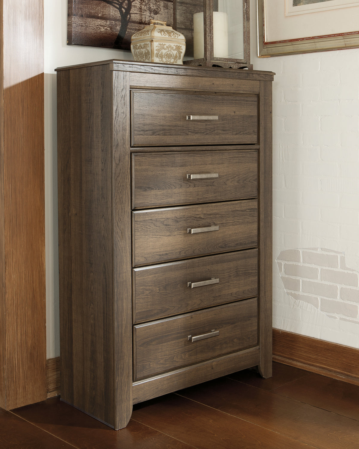 Hoover Furniture Outlet - Ashley Furniture - Juararo Chest of Drawers - Five Drawer Chest / Dark Brown - B251-46