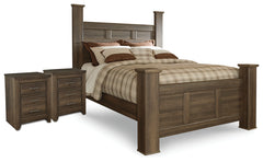 Hoover Furniture Outlet - Ashley Furniture - Juararo Queen Poster Bed and 2 Nightstands - Queen Poster Bed and 2 Nightstands - B251B38