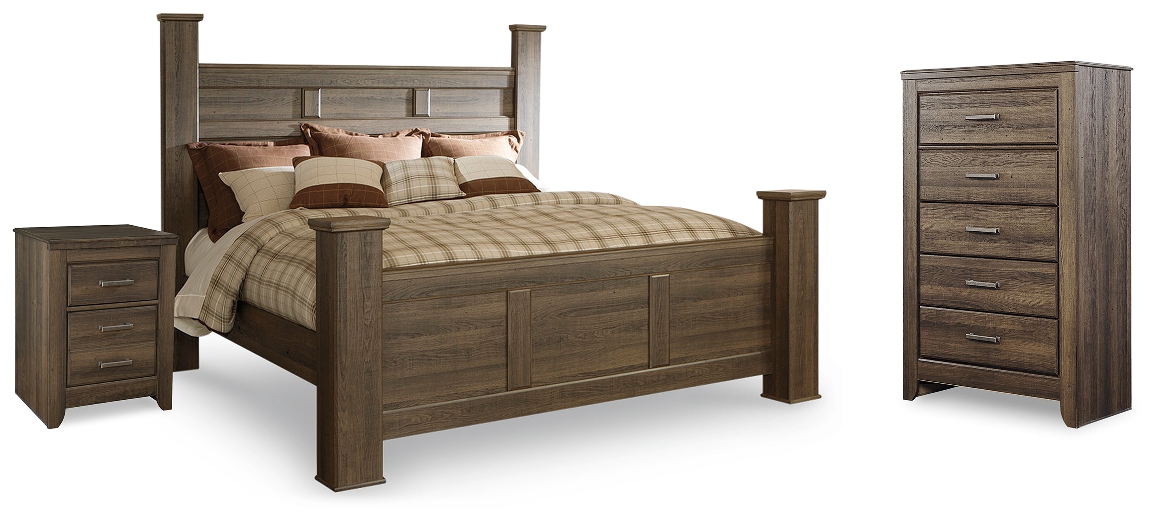 Hoover Furniture Outlet - Ashley Furniture - Juararo King Poster Bed, Chest and Nightstand - King Poster Bed, Chest and Nightstand - B251B34