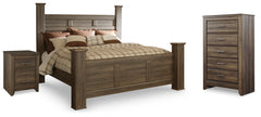 Hoover Furniture Outlet - Ashley Furniture - Juararo King Poster Bed, Chest and Nightstand - King Poster Bed, Chest and Nightstand - B251B34