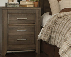 Hoover Furniture Outlet - Ashley Furniture - Juararo Nightstand - Two Drawer Night Stand / Dark Brown - B251-92