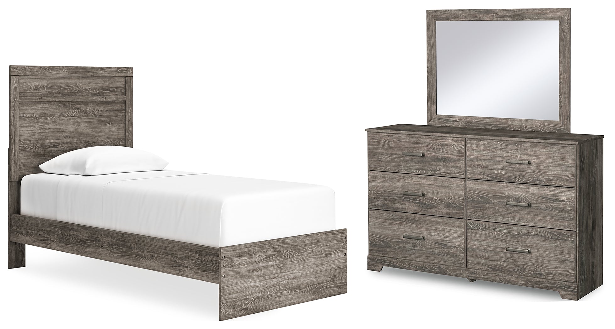 Hoover Furniture Outlet - Ashley Furniture - Ralinksi Twin Panel Bed, Dresser and Mirror - Twin Panel Bed, Dresser and Mirror - B2587B12