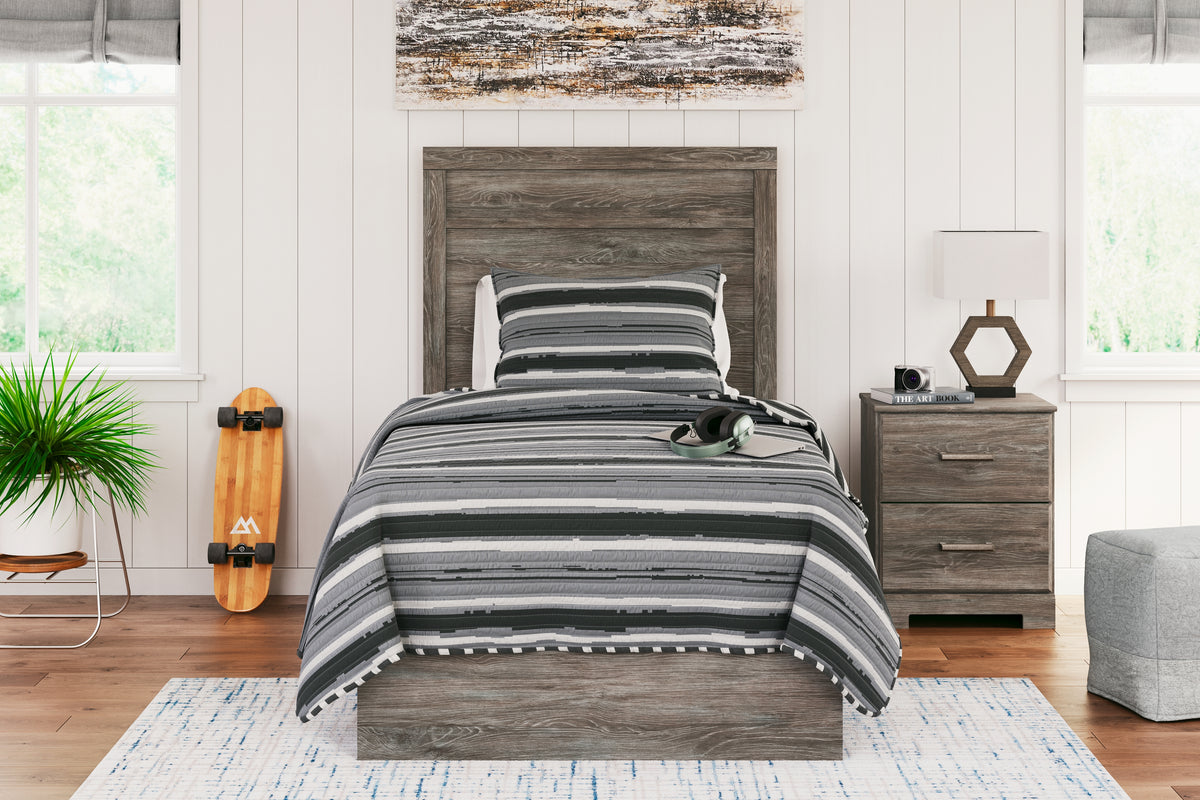 Hoover Furniture Outlet - Ashley Furniture - Ralinksi Twin Panel Bed - Twin Panel Bed / Gray - B2587B11