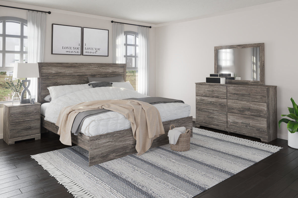 Hoover Furniture Outlet - Ashley Furniture - Ralinksi King Panel Bed, Dresser, Mirror, and Nightstand - King Panel Bed, Dresser, Mirror, and Nightstand - B2587B8