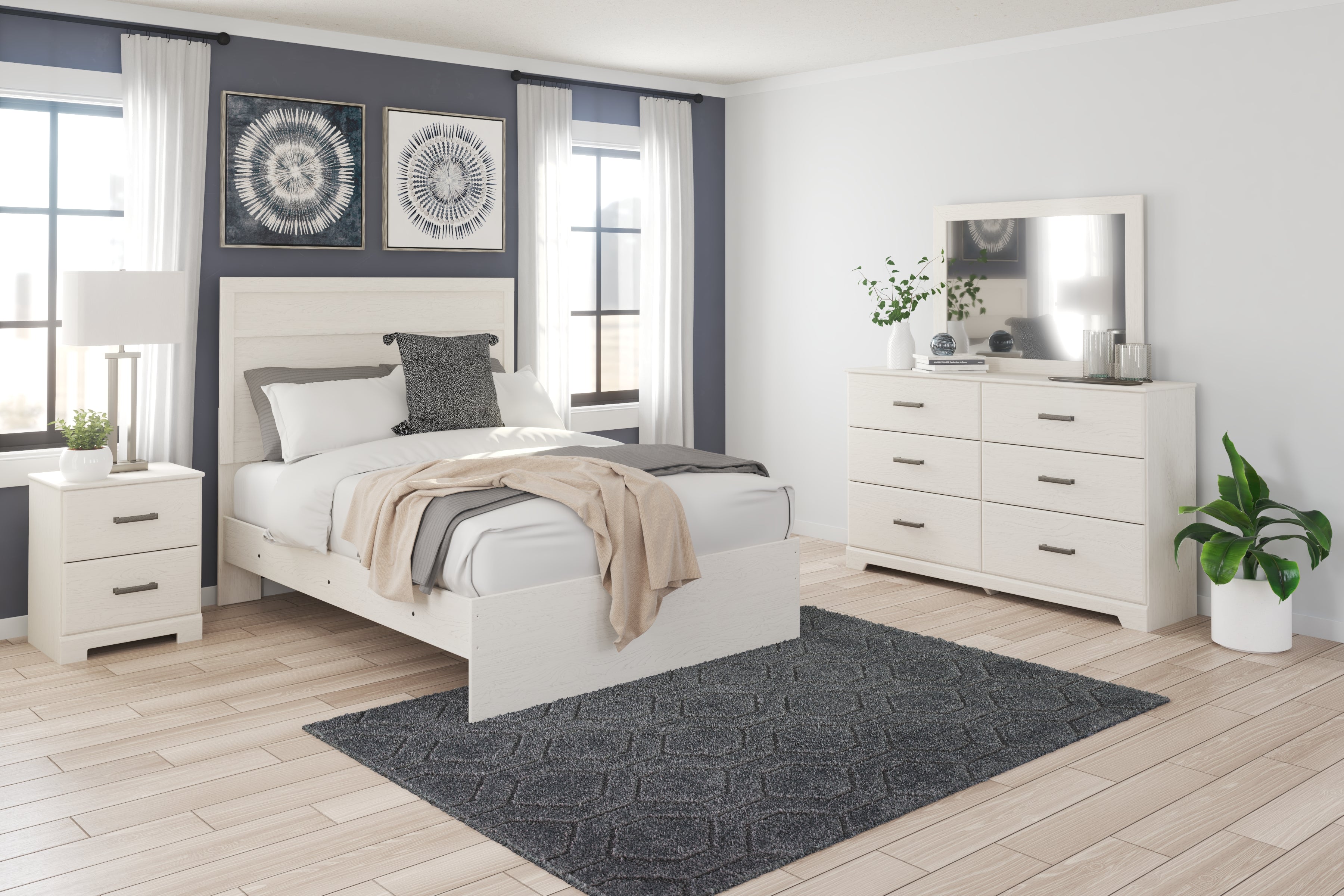 Hoover Furniture Outlet - Ashley Furniture - Stelsie Dresser and Mirror - Dresser and Mirror / White - B2588B1