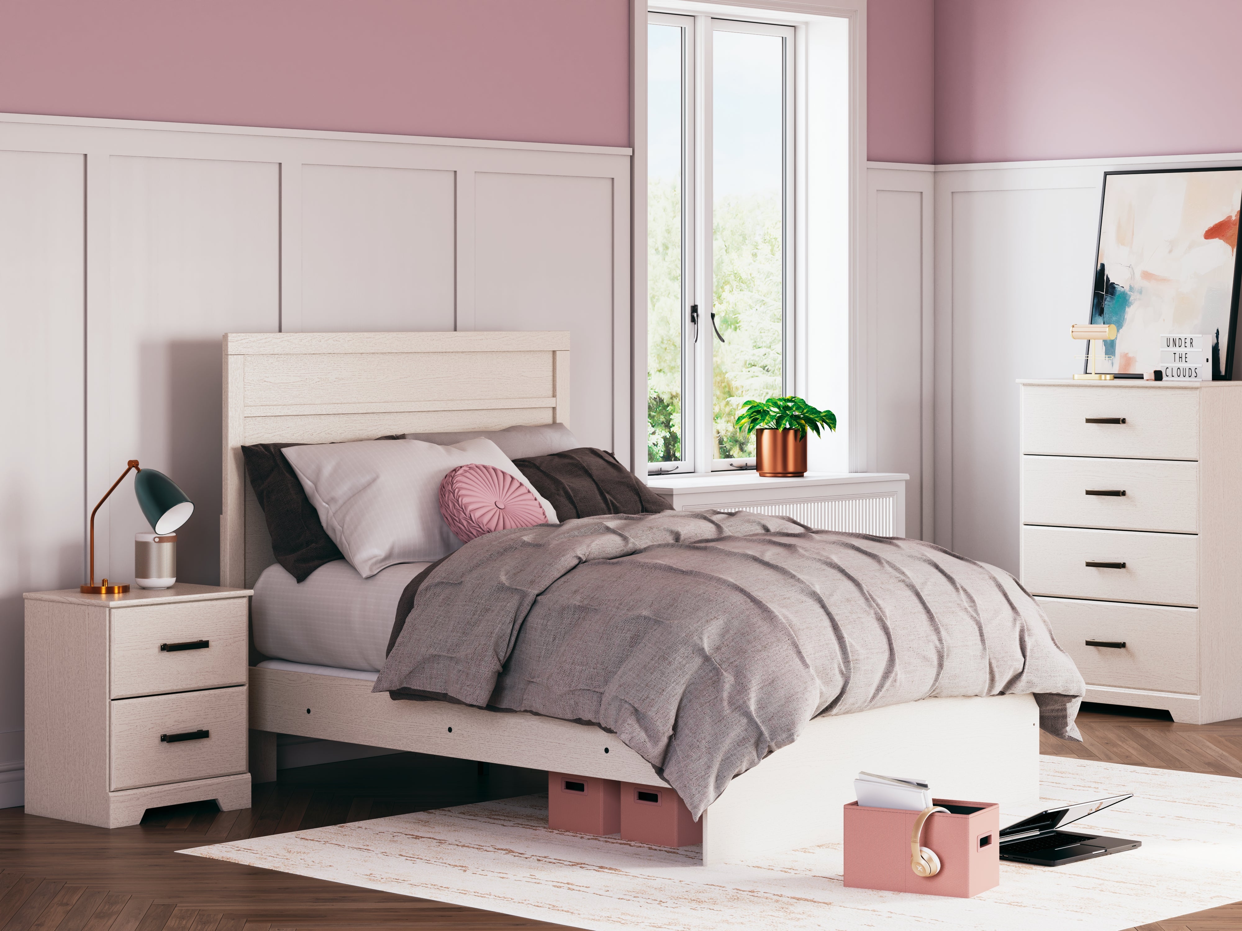 Hoover Furniture Outlet - Ashley Furniture - Stelsie Full Panel Bed - Full Panel Bed / White - B2588B4