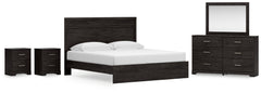 Hoover Furniture Outlet - Ashley Furniture - Belachime King Panel Bed, Dresser Mirror and 2 Nightstands - King Panel Bed, Dresser Mirror and 2 Nightstands - B2589B21