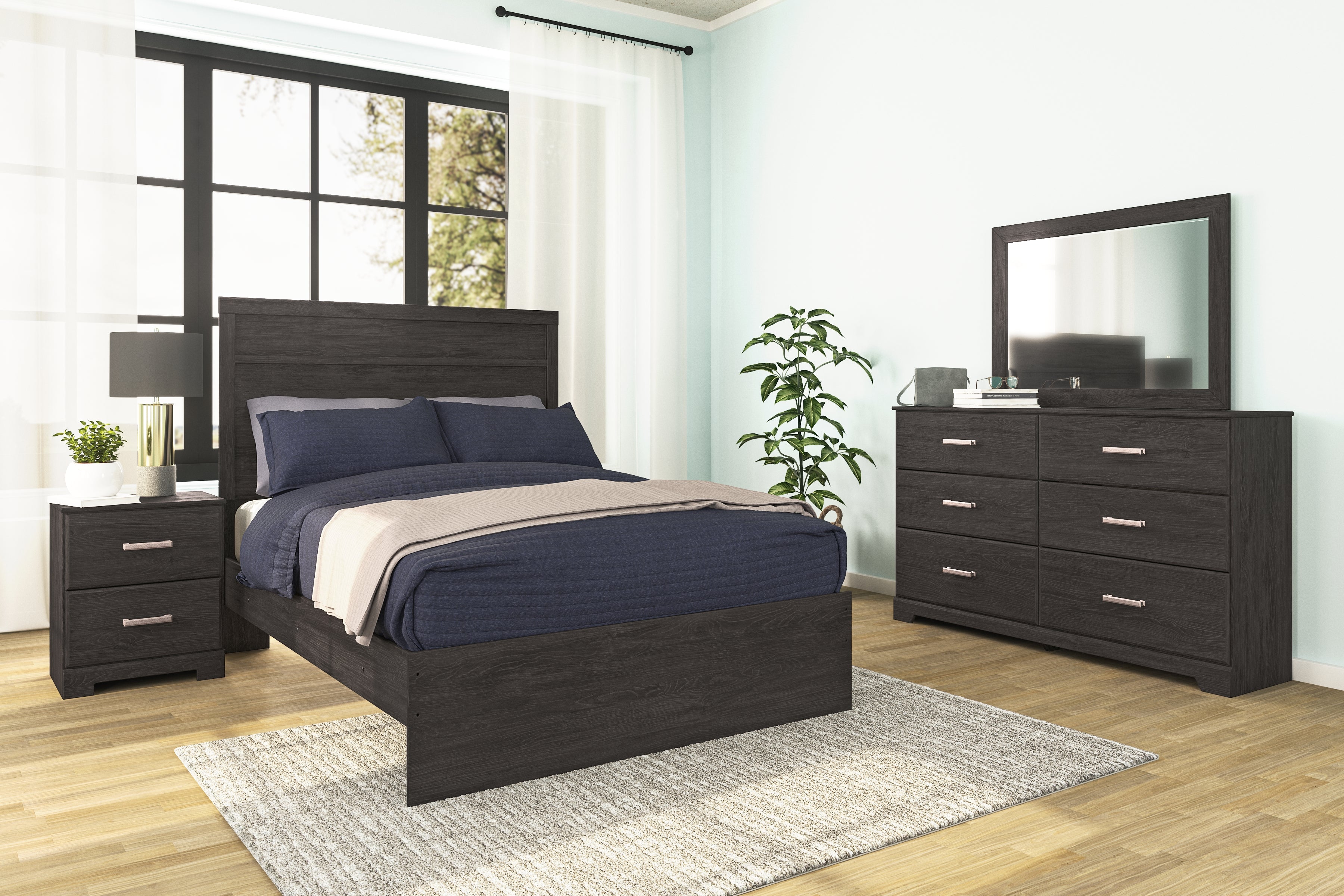 Hoover Furniture Outlet - Ashley Furniture - Belachime Dresser and Mirror - Dresser and Mirror / Charcoal - B2589B1