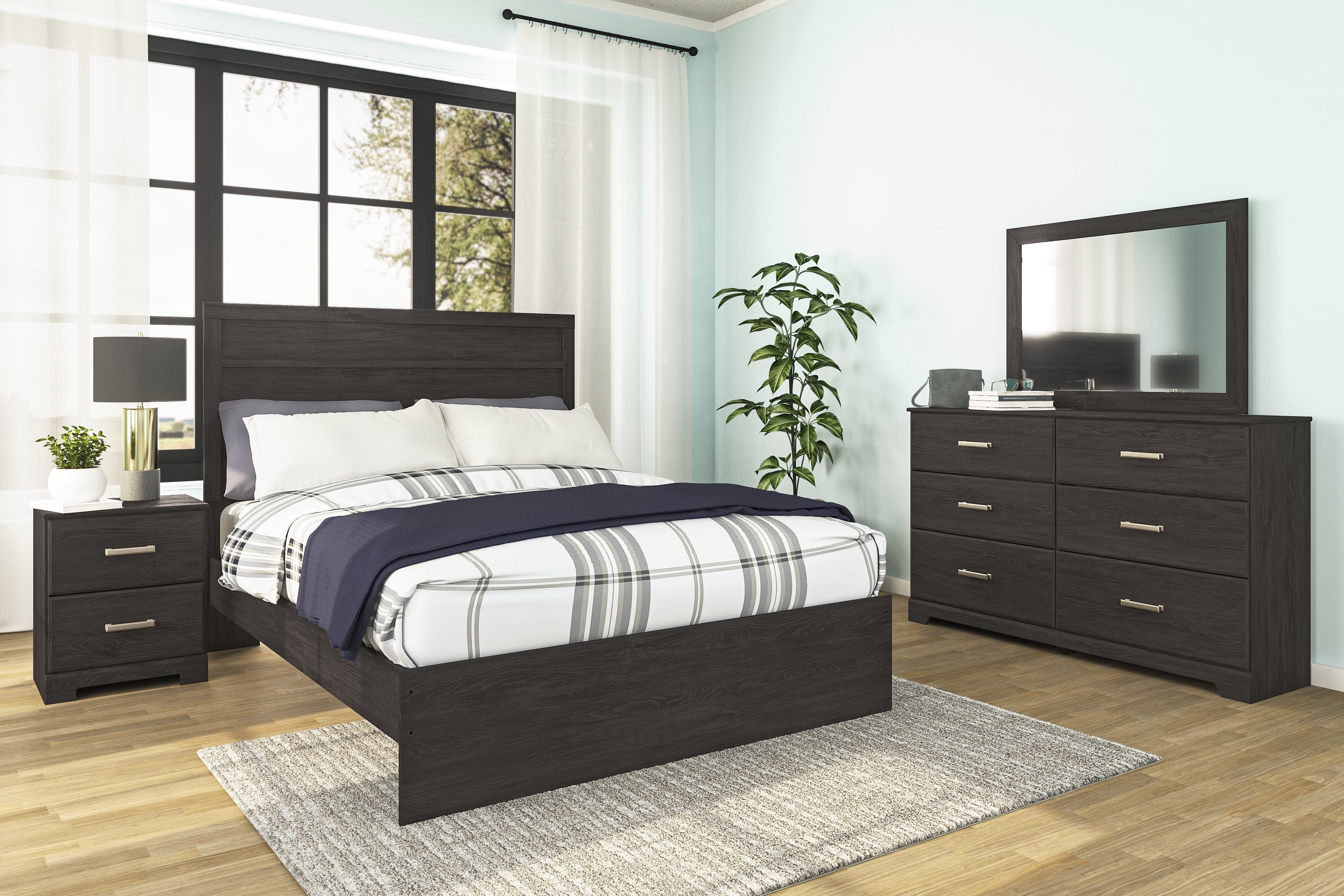Hoover Furniture Outlet - Ashley Furniture - Belachime Nightstand - Two Drawer Night Stand / Charcoal - B2589-92