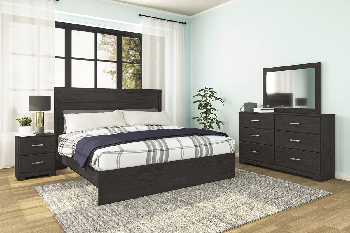 Hoover Furniture Outlet - Ashley Furniture - Belachime King Panel Bed, Dresser, Mirror, and Nightstand - King Panel Bed, Dresser, Mirror, and Nightstand - B2589B8