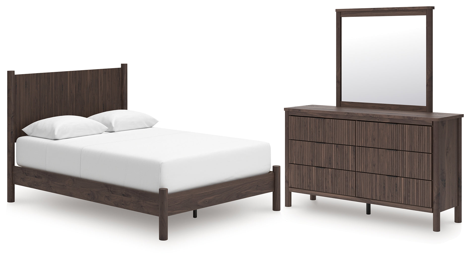 Hoover Furniture Outlet - Ashley Furniture - Pamytta Queen Panel Platform Bed, Dresser and Mirror - Queen Panel Platform Bed, Dresser and Mirror - PCB2614B7