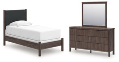 Hoover Furniture Outlet - Ashley Furniture - Pamytta Twin Upholstered Panel Bed, Dresser and Mirror - Twin Upholstered Panel Bed, Dresser and Mirror - PCB2614B21