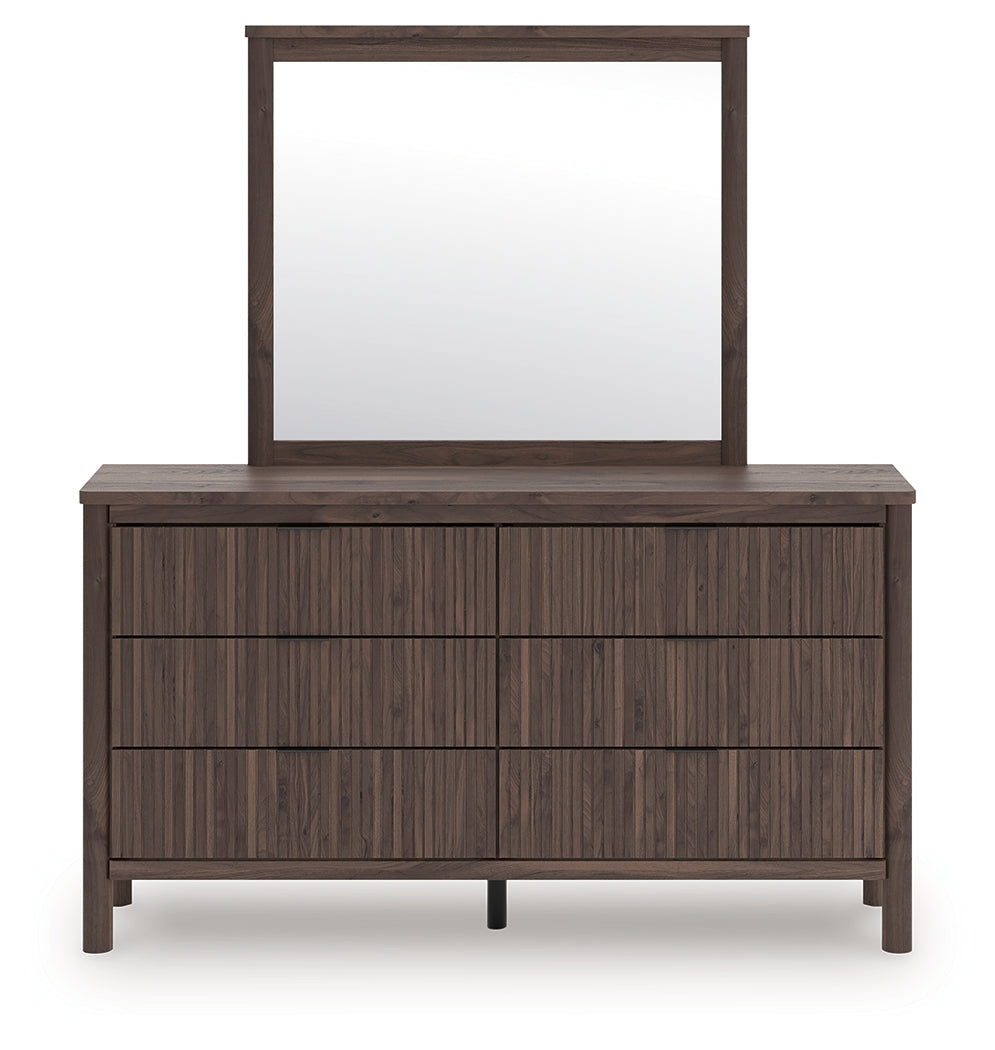 Hoover Furniture Outlet - Ashley Furniture - Pamytta Dresser and Mirror - Dresser and Mirror / Brown - PCB2614B1