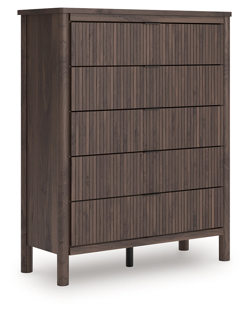 Hoover Furniture Outlet - Ashley Furniture - Pamytta Wide Chest of Drawers - Five Drawer Wide Chest / Brown - PCB2614-46