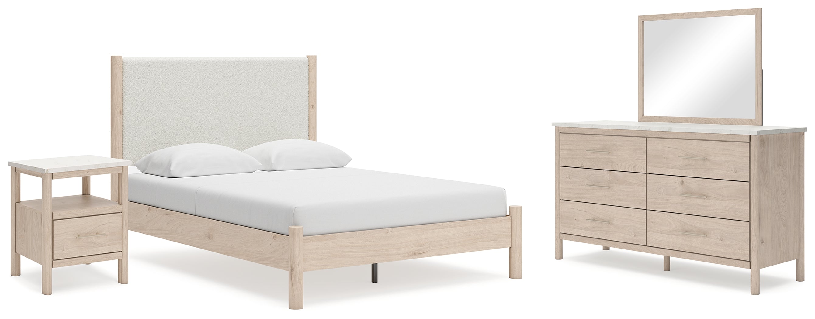 Hoover Furniture Outlet - Ashley Furniture - Cadmori Queen Panel Bed, Dresser, Mirror and Nightstand - Queen Panel Bed, Dresser, Mirror and Nightstand - B2615B12