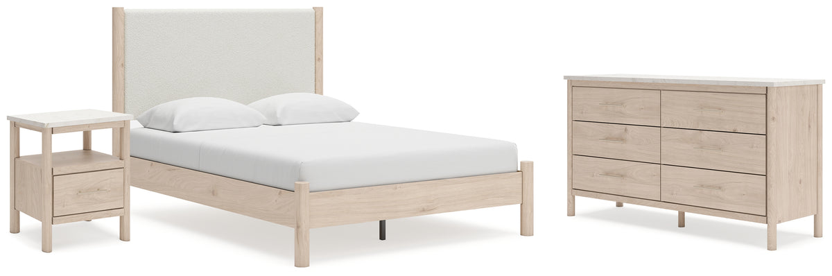 Hoover Furniture Outlet - Ashley Furniture - Cadmori Queen Upholstered Panel Bed, Dresser and Nightstand - Queen Upholstered Panel Bed, Dresser and Nightstand - B2615B10