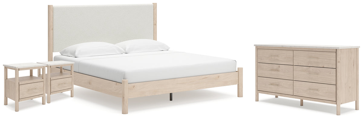 Hoover Furniture Outlet - Ashley Furniture - Cadmori King Panel Bed, Dresser and 2 Nightstands - King Panel Bed, Dresser and 2 Nightstands - B2615B24