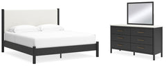 Hoover Furniture Outlet - Ashley Furniture - Cadmori King Upholstered Panel Bed, Dresser and Mirror - King Upholstered Panel Bed, Dresser and Mirror - B2616B9