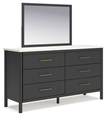 Cadmori King Upholstered Panel Bed, Dresser and Mirror