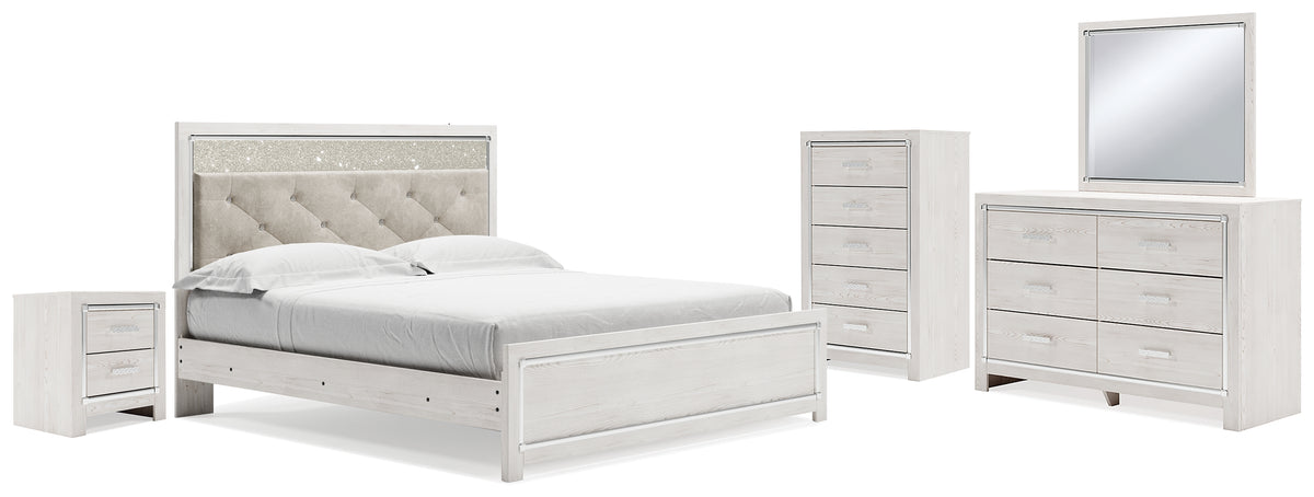 Hoover Furniture Outlet - Ashley Furniture - Altyra King Panel Bed, Dresser, Mirror, Chest and Nightstand - King Panel Bed, Dresser, Mirror, Chest and Nightstand - B2640B59
