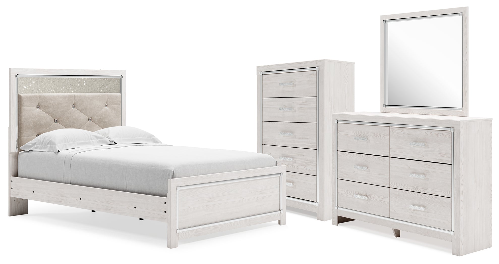 Hoover Furniture Outlet - Ashley Furniture - Altyra Full Panel Bed, Dresser, Mirror and Chest - Full Panel Bed, Dresser, Mirror and Chest - B2640B71