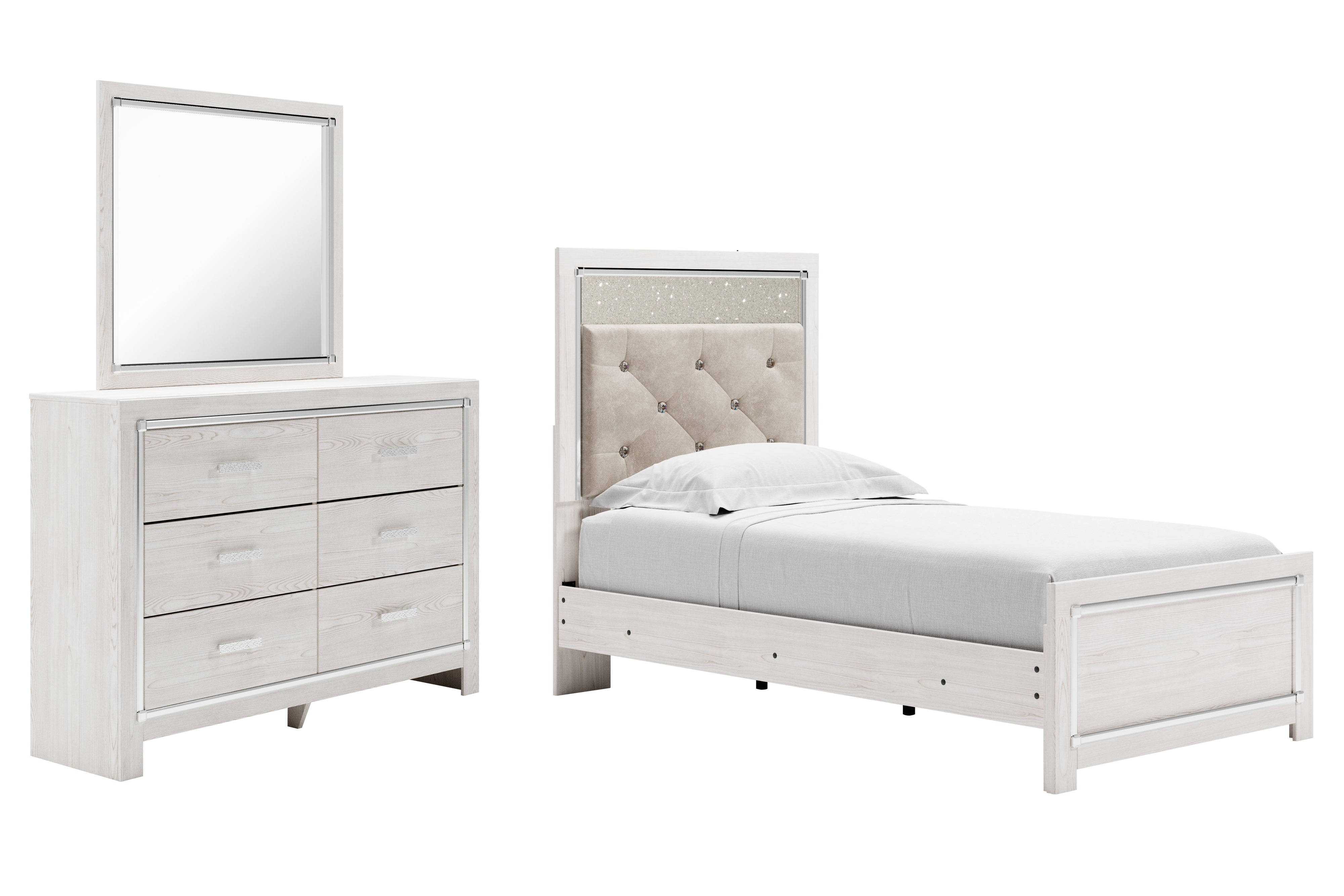Hoover Furniture Outlet - Ashley Furniture - Altyra Twin Panel Bed, Dresser and Mirror - Twin Panel Bed, Dresser and Mirror - B2640B7